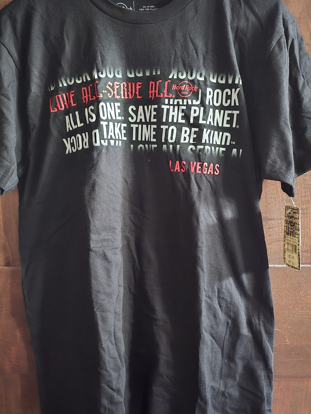 Hard Rock Cafe Black Las Vegas Graphic Tee with White & Red Print